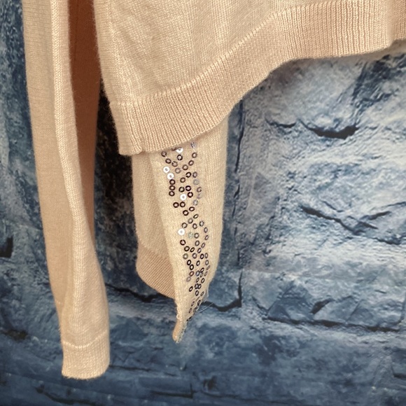 Gap Silk Blend Sequin Waterfall Draped Open Front Cardigan - Picture 6 of 7